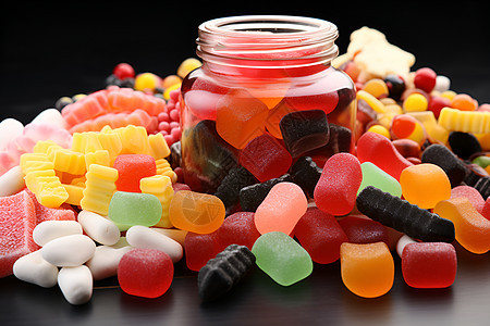桌面上健康美味的糖果图片