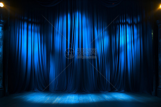 歌剧舞台上的蓝色纺织品图片