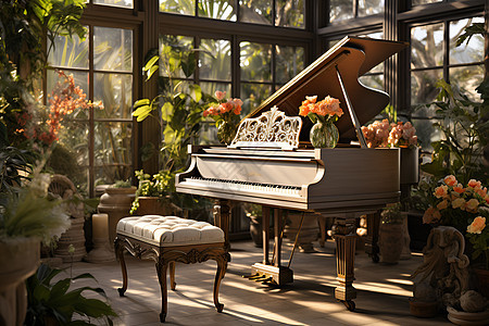 房屋内的钢琴图片