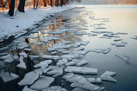 冰湖里的冰块图片