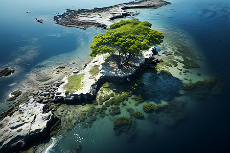 海水中间岛屿图片