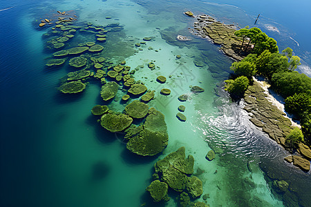 水中的绿色岛屿图片