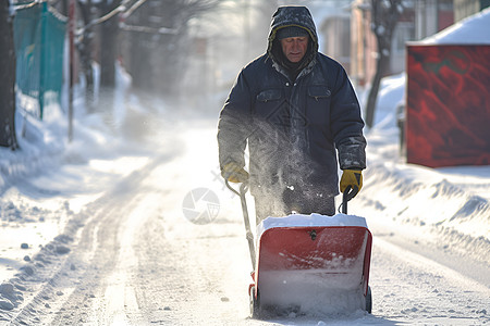 铲雪的工人背景图片