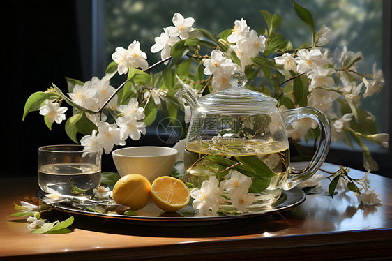 中国茶艺和花卉图片