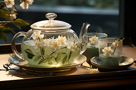 中式茶具背景图片