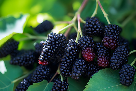 硕果累累的黑莓种植果园图片