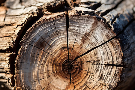木心纹的原木树桩图片