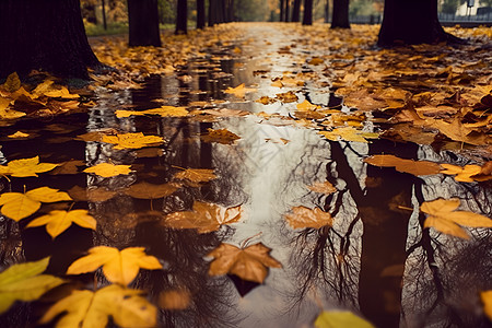 秋雨似画的美丽景观图片