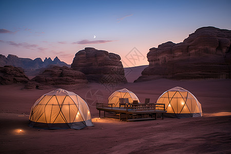 星空下的沙漠露营图片