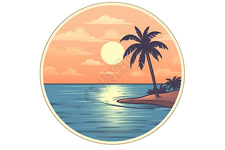 夕阳下的椰子海滩图片
