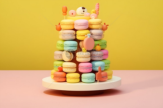 五彩斑斓的马卡龙甜品图片