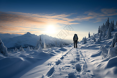 白雪皑皑的山谷景观背景图片