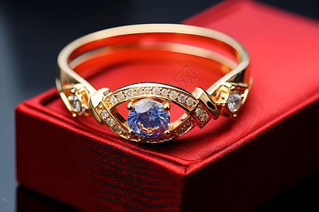 蓝宝石镶嵌金戒指图片