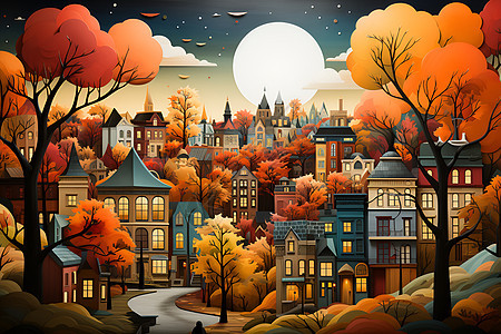 秋天的童话小城图片