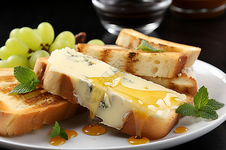 传统纹美食蓝纹奶酪与面包背景