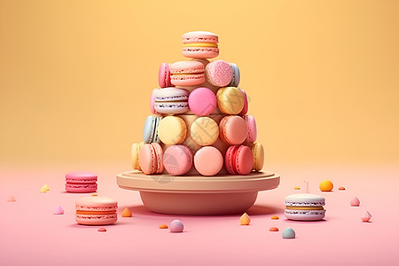 彩色欢乐的马卡龙甜点图片