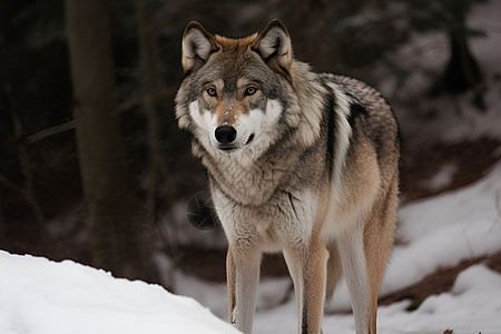 孤寒林中的狼图片