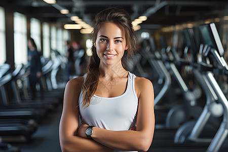 健身房锻炼的外国女子图片
