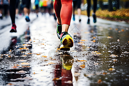 雨中奔跑的运动员图片
