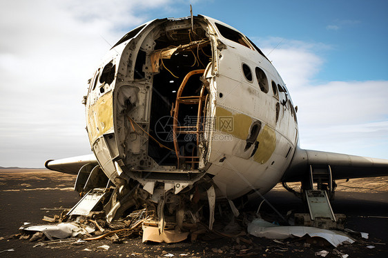 废墟中的飞机图片
