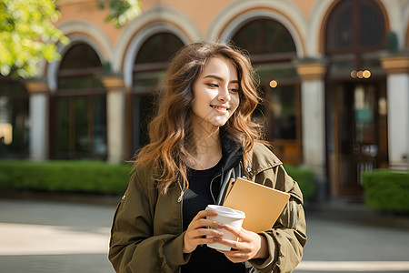 校园中的女大学生图片