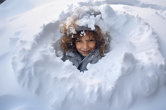 冬季户外玩雪的小女孩图片