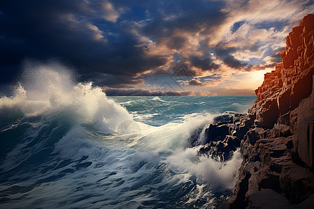 大海海浪汹涌的海浪背景