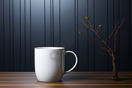 小树枝和陶瓷杯背景图片