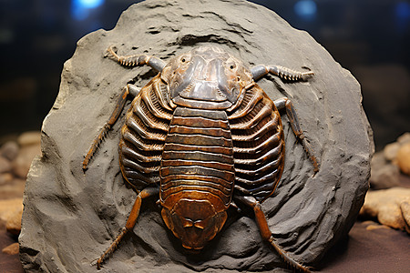 博物馆的昆虫化石背景图片