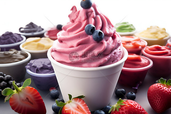 甜蜜诱人的水果冰淇淋图片