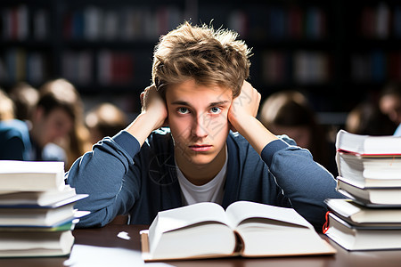 沉浸书海中的大学生图片