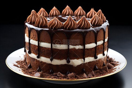 美味诱人的巧克力奶油蛋糕图片