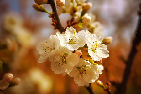 春季花园中绽放的樱花花朵图片