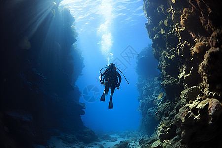 深海中的潜水员图片