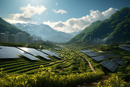 现代科技的太阳能农场背景图片