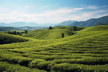 丰收的农田和茶园图片