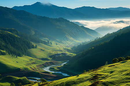 山水如画的山谷景观图片