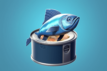 卡通风格的鱼罐头背景图片