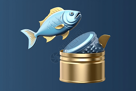 3d鱼罐图标插图图片