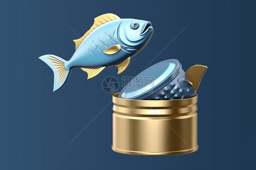 3d鱼罐图标插图图片