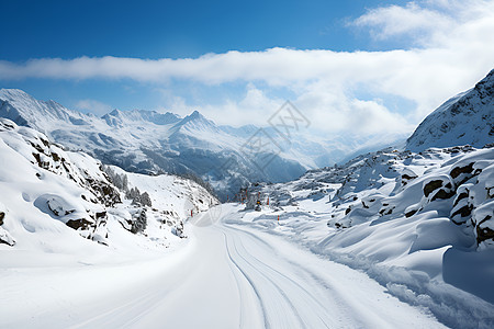 美丽的冬日山谷景观背景图片
