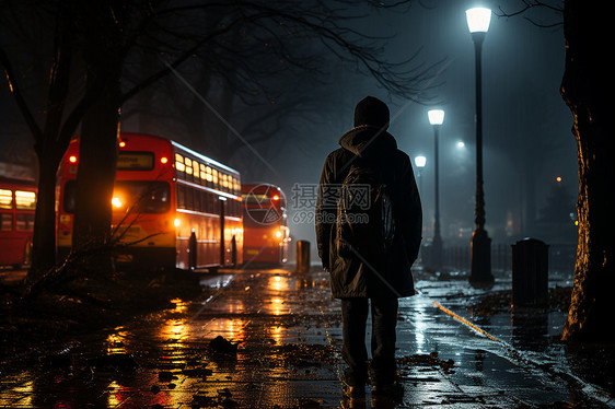 雨天中行走的男士图片