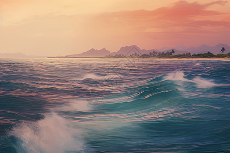 海浪翻滚的海面背景图片