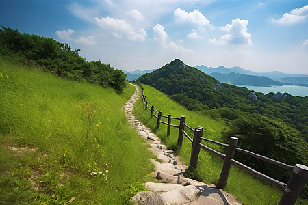 湖畔自然山景图片