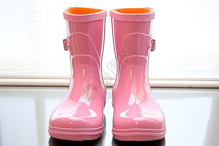 穿雨鞋粉色雨靴背景