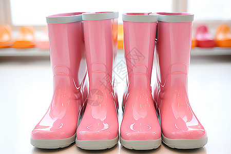 穿雨鞋粉色时尚雨靴背景