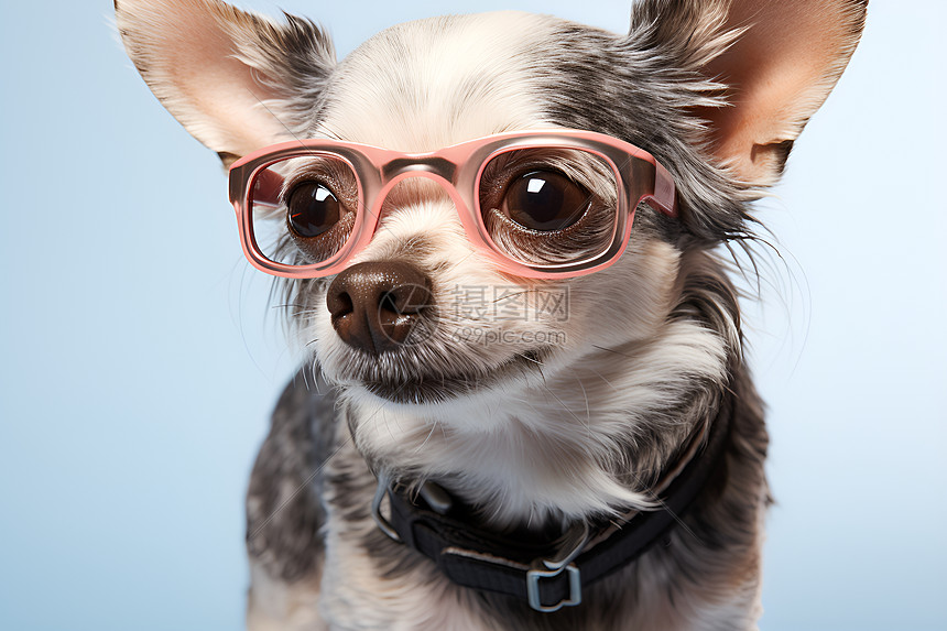 一只戴眼镜的小狗图片