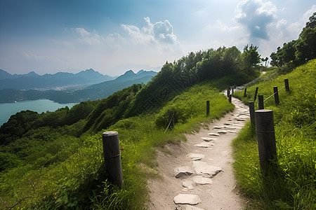 绿树青山青山绿树蓝天白云背景