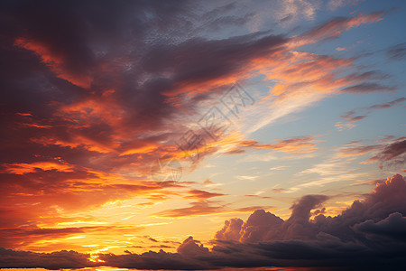 夕阳下的彩云图片