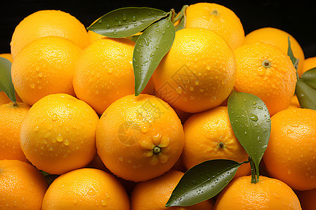 水滴垂挂的橙子图片